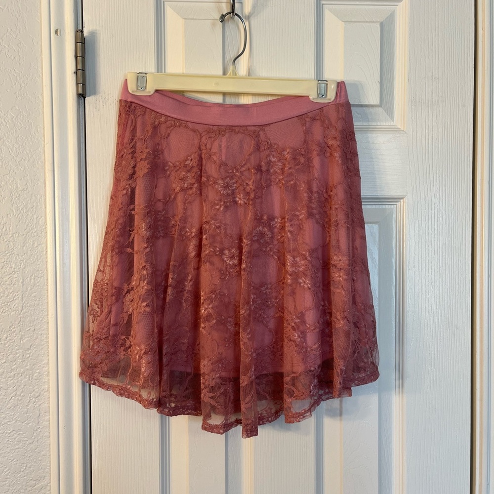 Pink lace skirt